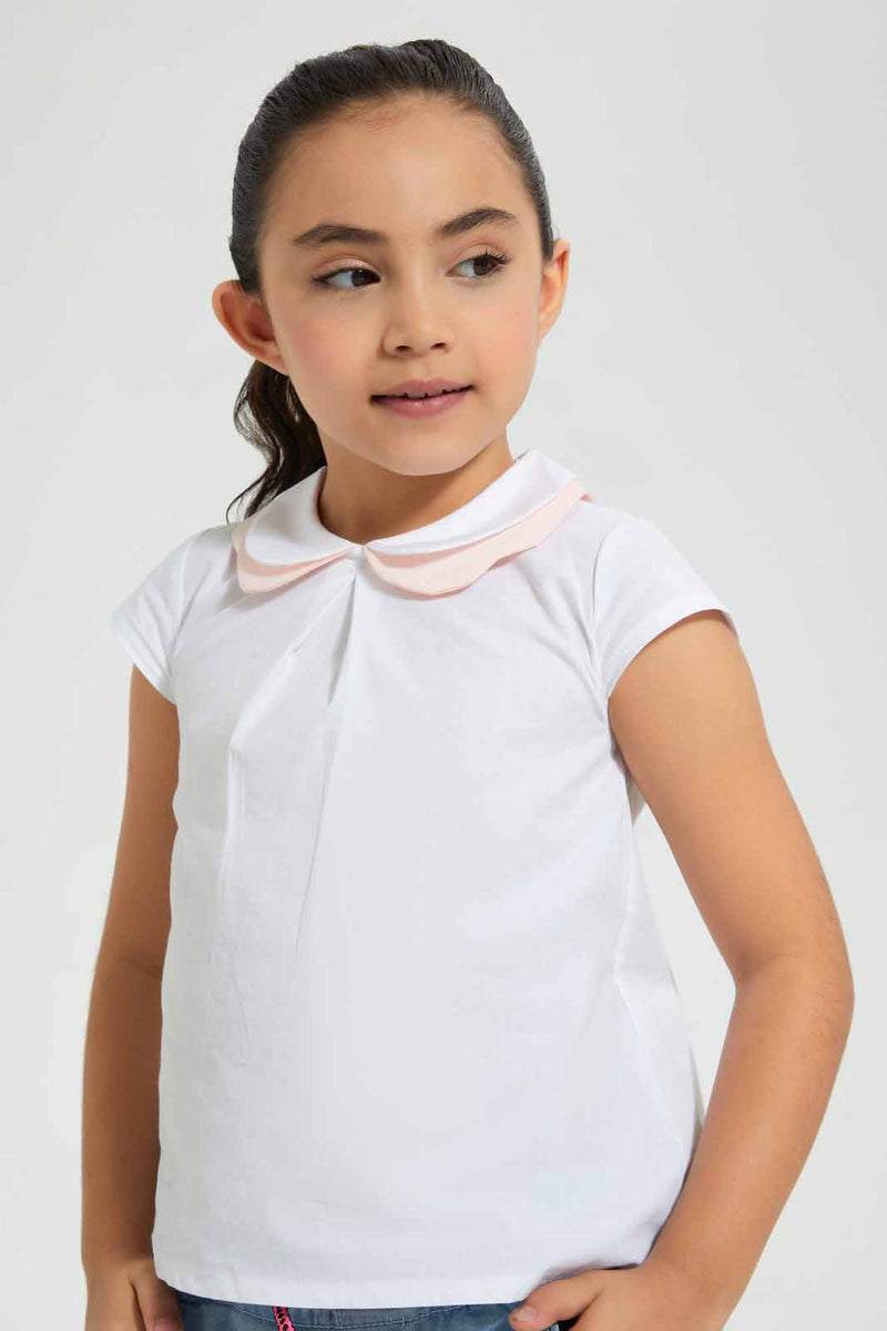 Redtag-White-Collared-Blouse-Blouses-Girls-2 to 8 Years