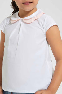 Redtag-White-Collared-Blouse-Blouses-Girls-2 to 8 Years