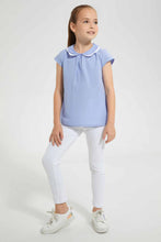 Load image into Gallery viewer, Redtag-Blue-Collared-Blouse-Blouses-Girls-2 to 8 Years
