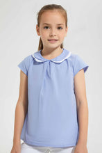 Load image into Gallery viewer, Redtag-Blue-Collared-Blouse-Blouses-Girls-2 to 8 Years
