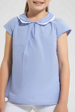 Load image into Gallery viewer, Redtag-Blue-Collared-Blouse-Blouses-Girls-2 to 8 Years

