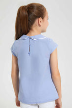 Load image into Gallery viewer, Redtag-Blue-Collared-Blouse-Blouses-Girls-2 to 8 Years
