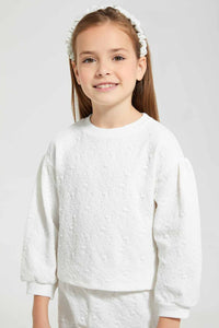 Redtag-Ivory-Textured-Knitted-Set-Sets-Girls-2 to 8 Years