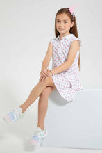 Load image into Gallery viewer, Redtag-White-Printed-Frill-Bottom-Dress-Dresses-Girls-2 to 8 Years
