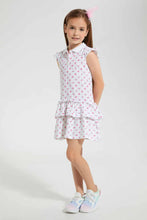 Load image into Gallery viewer, Redtag-White-Printed-Frill-Bottom-Dress-Dresses-Girls-2 to 8 Years
