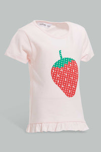 Redtag-Multi-Colour-2Pc-Pack-T-Shirt-Graphic-T-Shirts-Infant-Girls-3 to 24 Months