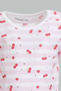 Redtag-Multi-Colour-2Pc-Pack-T-Shirt-Graphic-T-Shirts-Infant-Girls-3 to 24 Months
