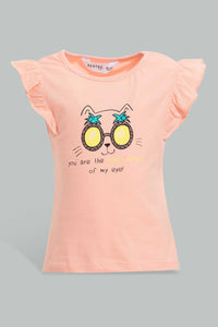Redtag-Multi-Colour-2Pc-Pack-T-Shirt-Graphic-T-Shirts-Infant-Girls-3 to 24 Months