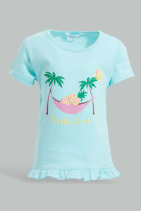 Redtag-Multi-Colour-2Pc-Pack-T-Shirt-Graphic-T-Shirts-Infant-Girls-3 to 24 Months