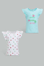 Load image into Gallery viewer, Redtag-Multi-Colour-2Pc-Pack-T-Shirt-Graphic-T-Shirts-Infant-Girls-3 to 24 Months
