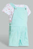 Redtag-Mint-Aop-Dungaree-Short-Set-Sets-Infant-Girls-3 to 24 Months