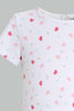 Redtag-Pink-Short-Dungaree-With-White-Aop-T-Shirt-Sets-Infant-Girls-3 to 24 Months