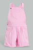 Redtag-Pink-Short-Dungaree-With-White-Aop-T-Shirt-Sets-Infant-Girls-3 to 24 Months