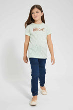 Load image into Gallery viewer, Redtag-Mint-Jacquard-T-Shirt-Graphic-T-Shirts-Girls-2 to 8 Years
