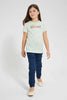 Redtag-Mint-Jacquard-T-Shirt-Graphic-T-Shirts-Girls-2 to 8 Years
