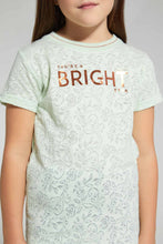 Load image into Gallery viewer, Redtag-Mint-Jacquard-T-Shirt-Graphic-T-Shirts-Girls-2 to 8 Years
