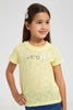 Redtag-Yellow-Jacquard-T-Shirt-Graphic-T-Shirts-Girls-2 to 8 Years