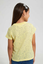 Load image into Gallery viewer, Redtag-Yellow-Jacquard-T-Shirt-Graphic-T-Shirts-Girls-2 to 8 Years
