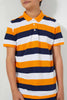 Redtag-Navy/Orange/White-Stripe-Polo-Tee-Polo-Shirts-Senior-Boys-9 to 14 Years