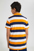 Redtag-Navy/Orange/White-Stripe-Polo-Tee-Polo-Shirts-Senior-Boys-9 to 14 Years