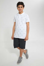 تنزيل الصورة على معرض الصور، Redtag-White-Aop-Polo-Tee-Polo-Shirts-Senior-Boys-9 to 14 Years
