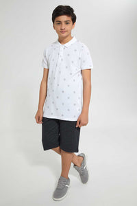 Redtag-White-Aop-Polo-Tee-Polo-Shirts-Senior-Boys-9 to 14 Years