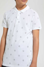 تنزيل الصورة على معرض الصور، Redtag-White-Aop-Polo-Tee-Polo-Shirts-Senior-Boys-9 to 14 Years
