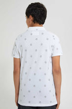 تنزيل الصورة على معرض الصور، Redtag-White-Aop-Polo-Tee-Polo-Shirts-Senior-Boys-9 to 14 Years
