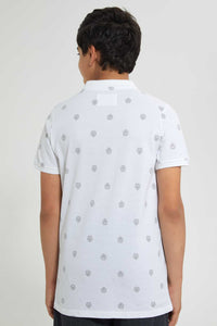 Redtag-White-Aop-Polo-Tee-Polo-Shirts-Senior-Boys-9 to 14 Years