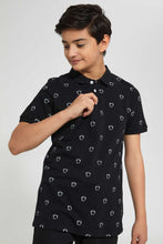 تنزيل الصورة على معرض الصور، Redtag-Black-Aop-Polo-Tee-Polo-Shirts-Senior-Boys-9 to 14 Years
