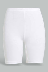 Redtag-White/Beige-2Pcs-Pack-Cycling-Leggings-Leggings-Senior-Girls-9 to 14 Years