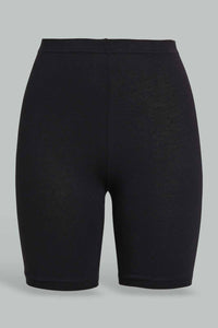 Redtag-Black/Pink-2Pcs-Pack-Cycling-Leggings-Leggings-Senior-Girls-9 to 14 Years