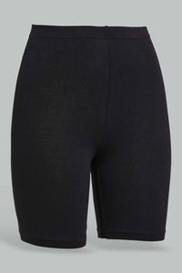 Redtag-Black/Pink-2Pcs-Pack-Cycling-Leggings-Leggings-Senior-Girls-9 to 14 Years