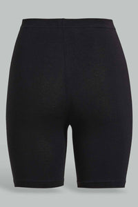 Redtag-Black/Pink-2Pcs-Pack-Cycling-Leggings-Leggings-Senior-Girls-9 to 14 Years