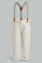 Load image into Gallery viewer, Redtag-Beige-Texture-Suspender-Casual-Trousers-Chino-Trousers-Infant-Boys-3 to 24 Months
