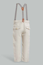 Load image into Gallery viewer, Redtag-Beige-Texture-Suspender-Casual-Trousers-Chino-Trousers-Infant-Boys-3 to 24 Months
