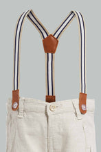 Load image into Gallery viewer, Redtag-Beige-Texture-Suspender-Casual-Trousers-Chino-Trousers-Infant-Boys-3 to 24 Months
