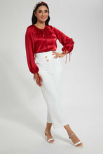 Load image into Gallery viewer, Redtag-Red-Long-Sleeve-String-Pattern-Blouse-Blouses-Women&#39;s-
