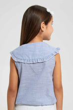 تنزيل الصورة على معرض الصور، Redtag-Blue-Stripped-Shirt-Blouse-Casual-Shirts-Girls-2 to 8 Years
