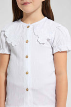 Load image into Gallery viewer, Redtag-White-Textured-Front-Placket-Blouse-Blouses-Girls-2 to 8 Years
