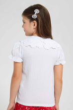 Load image into Gallery viewer, Redtag-White-Textured-Front-Placket-Blouse-Blouses-Girls-2 to 8 Years
