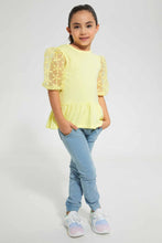 Load image into Gallery viewer, Yellow Puffed Organza Sleeve Blouse
