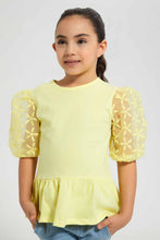 Load image into Gallery viewer, Yellow Puffed Organza Sleeve Blouse
