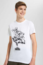 تنزيل الصورة على معرض الصور، Redtag-White-Black-Panther-T-Shirt-Graphic-T-Shirts-Senior-Boys-9 to 14 Years
