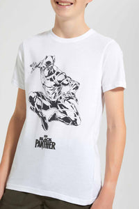 Redtag-White-Black-Panther-T-Shirt-Graphic-T-Shirts-Senior-Boys-9 to 14 Years