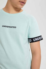 Load image into Gallery viewer, Redtag-Teal-Bsr-Tape-On-Sleeve-Tee-Graphic-T-Shirts-Senior-Boys-9 to 14 Years
