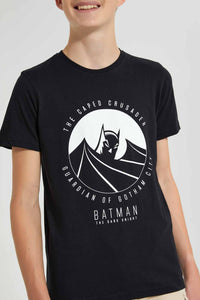 Redtag-Black-Batman-T-Shirt-Graphic-T-Shirts-Senior-Boys-9 to 14 Years