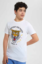 Load image into Gallery viewer, Redtag-White-Bsr-Tiger-Print-Tee-Graphic-T-Shirts-Senior-Boys-9 to 14 Years
