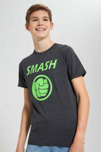 تنزيل الصورة على معرض الصور، Redtag-Charcoal-Hulk-Smash-T-Shirt-Graphic-T-Shirts-Senior-Boys-9 to 14 Years
