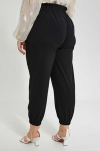 Redtag-Black-Paperbag-Waist-Jogger-Pants-Jogger-Fit-Women's-